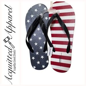 Old Navy USA American Flag Red Whiteand Blue Flip Flops 12-13